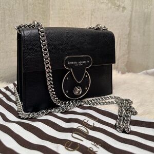 Henri Bendel Black Crossbody Bag with Silver Chain